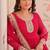 Pink zari & sequins embroidered work georgette stitched kurta & dupatta set