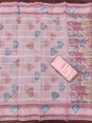 Pink sequins organza churidar dress-materials 3
