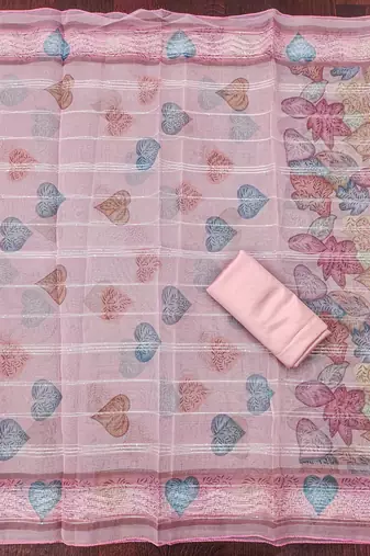 Pink sequins organza churidar dress-materials