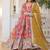 Red zari & sequins embroidered work russian silk stitched kurta & dupatta set