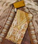 Mustard sequins organza semi stitched churidar dress-materials