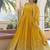 Yellow zari & sequins embroidered work georgette stitched kurta & dupatta set