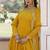 Yellow zari & sequins embroidered work georgette stitched kurta & dupatta set