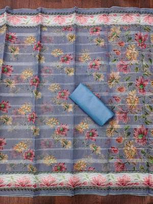 Teal sequins organza churidar dress-materials 3