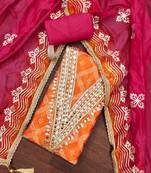 Multicolor digital print organza semi stitched churidar dress-materials