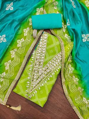 Multicolor digital print organza churidar dress-materials 1