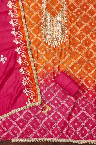 Orange digital print organza churidar dress-materials