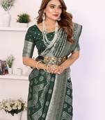 green color zari weaving georgette silk blend saree
