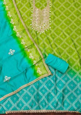 Green digital print organza churidar dress-materials 2
