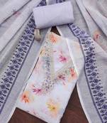 Lavender digital print cotton semi stitched churidar dress-materials