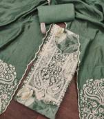 Sea-green printed cotton semi stitched churidar dress-materials