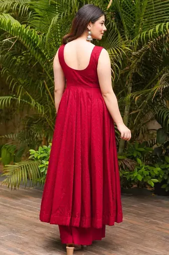 Red Embroidered Kurta Set