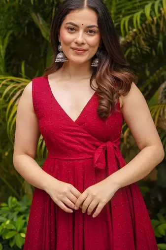 Red Embroidered Kurta Set