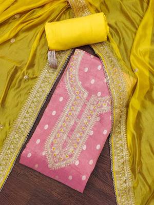 Pink woven shimmer churidar dress-materials 1