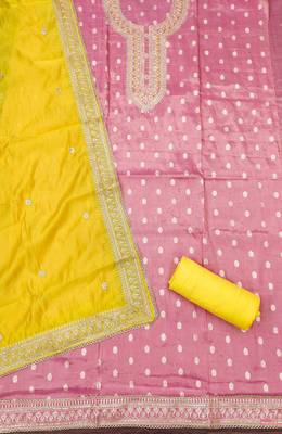 Pink woven shimmer churidar dress-materials 2