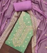 Green woven shimmer semi stitched churidar dress-materials