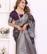 Wine Color Zari Weaving Georgette Silk Saree