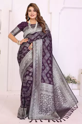 Wine Color Zari Weaving Georgette Silk Saree