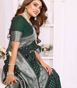 green color zari weaving georgette silk blend saree