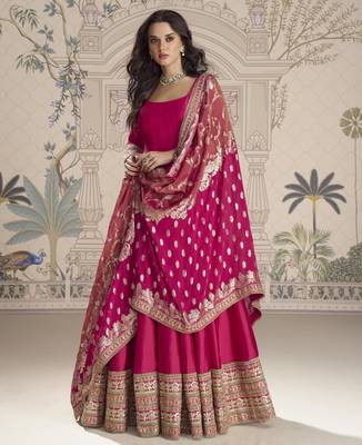 heavy vichitra silk embroidered kurti with jacquard dupatta 1