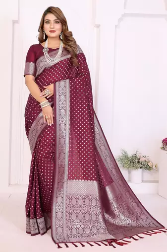 Maroon Color Zari Weaving Georgette Silk Saree