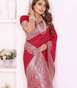 Red Color Zari Weaving Georgette Silk Saree