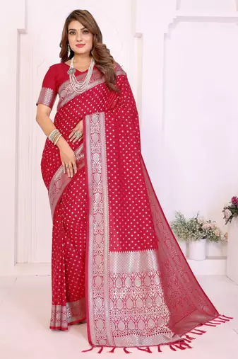 Red Color Zari Weaving Georgette Silk Saree