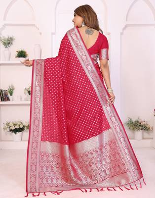 Red Color Zari Weaving Georgette Silk Saree 4