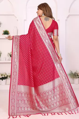 Red Color Zari Weaving Georgette Silk Saree