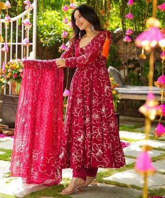 Pink Embroidered Cotton Suit Set 1
