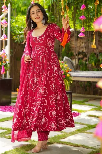 Pink Embroidered Cotton Suit Set