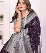 Wine Color Zari Weaving Georgette Silk Saree