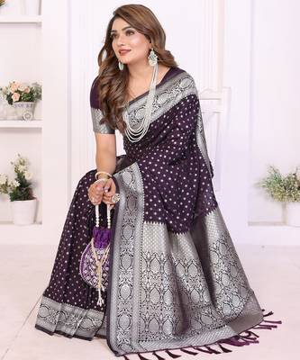 Wine Color Zari Weaving Georgette Silk Saree 3