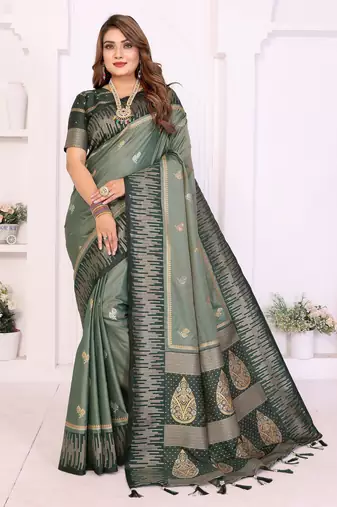 Green Color Zari Weaving Silk Saree