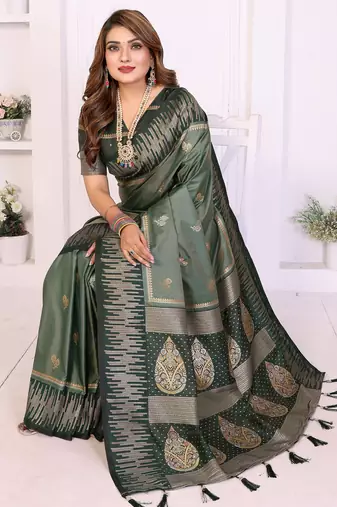 Green Color Zari Weaving Silk Saree