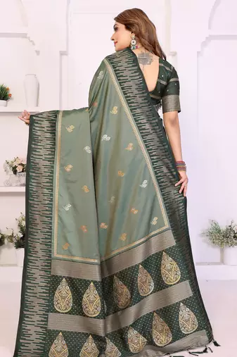 Green Color Zari Weaving Silk Saree