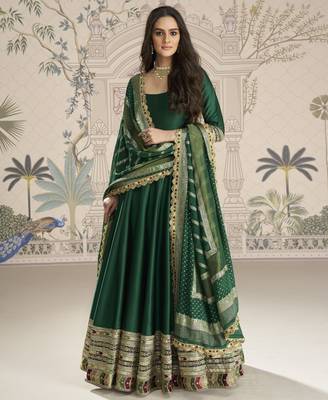 luxury vichitra silk kurti with sequins work & jacquard dupatta 1