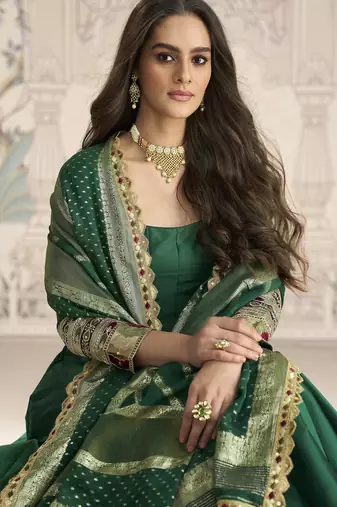 luxury vichitra silk kurti with sequins work & jacquard dupatta