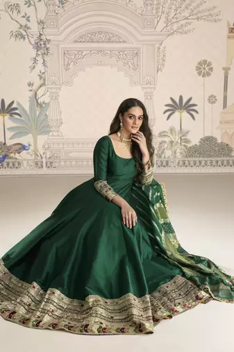 luxury vichitra silk kurti with sequins work & jacquard dupatta