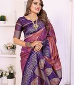 Lavender Color Zari Weaving Silk Saree