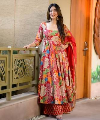  floral printed cotton suit set 1