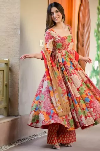 floral printed cotton suit set