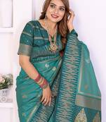 Blue Color Zari Weaving Silk Saree
