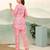 Light pink floral print cotton blend co-ord set for women