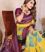 Yellow Color Ikat Weaving Silk Saree