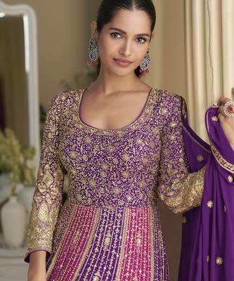 georgette embroidered anarkali with dupatta 2