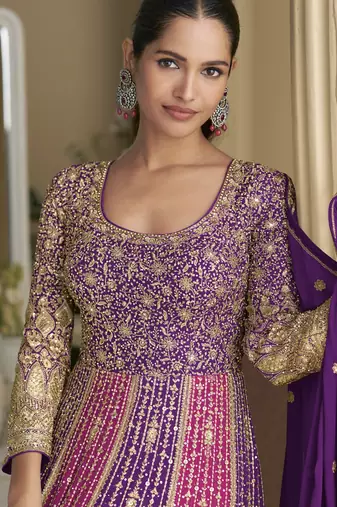  georgette embroidered anarkali with dupatta