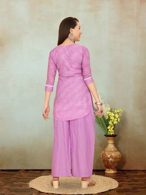 Purple printed cotton blend co-ord set for women 2