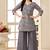 Grey geometric print cotton blend co-ord set for women