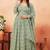 Pista green ethnic print georgette kurta set for women
